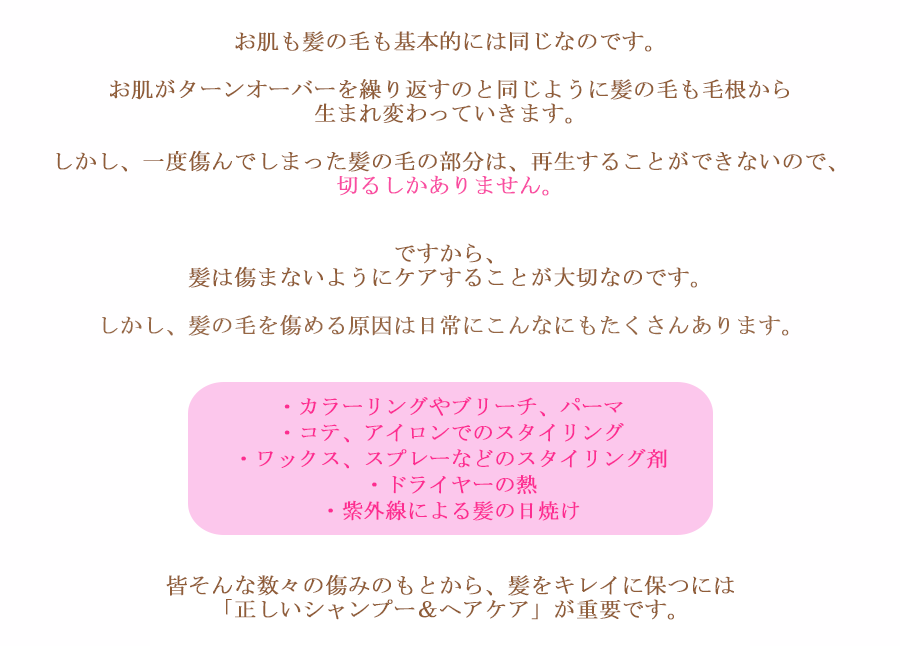 お肌も髪の毛も基本的には